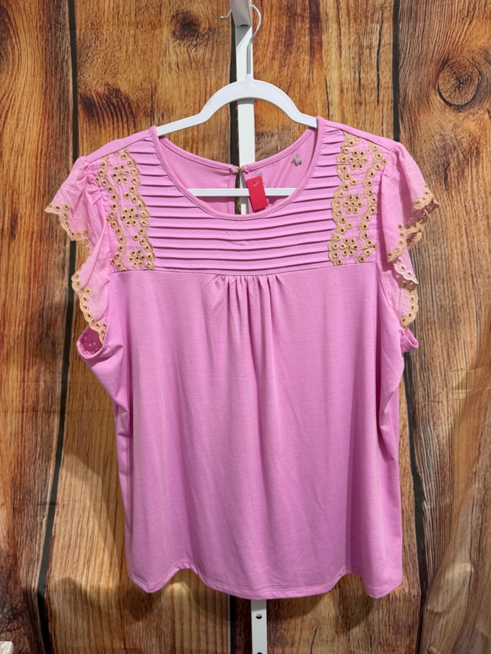 Gold Eyelet Cap Sleeve Blouse Size XL